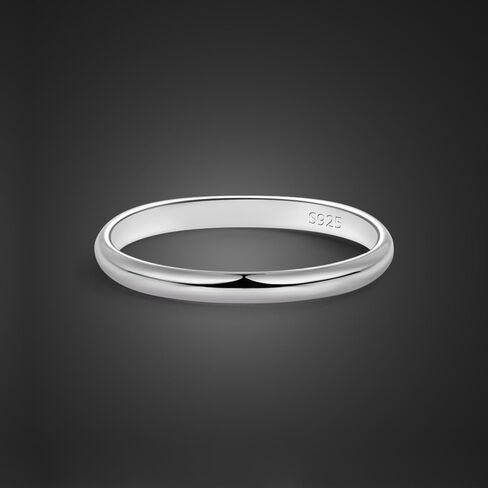 Classic Plain Hight Polished Stackable Plain Statement Ring Comfort Fit Rings Wedding Band 925 Sterling Silver For Women & Men Gift in Saudi Arabia