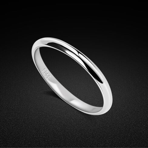 Classic Plain Hight Polished Stackable Plain Statement Ring Comfort Fit Rings Wedding Band 925 Sterling Silver For Women & Men Gift in Saudi Arabia