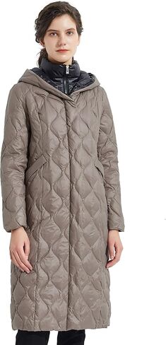 Orolay Women's Long Winter Coat Inner Bib Down Jacket Hooded Puffer Jacket in Saudi Arabia