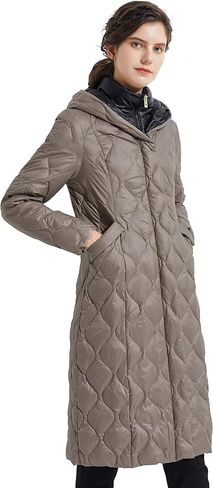 Orolay Women's Long Winter Coat Inner Bib Down Jacket Hooded Puffer Jacket in Saudi Arabia