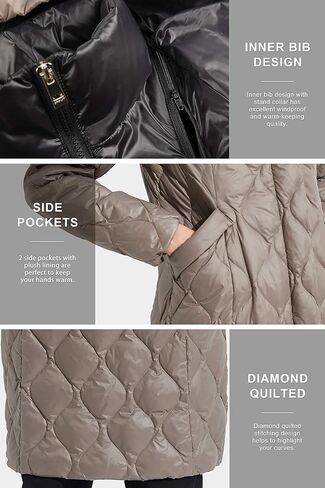 Orolay Women's Long Winter Coat Inner Bib Down Jacket Hooded Puffer Jacket in Saudi Arabia