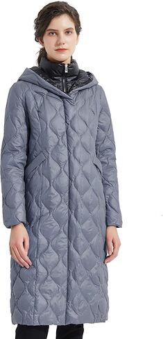 Orolay Women's Long Winter Coat Inner Bib Down Jacket Hooded Puffer Jacket in Saudi Arabia