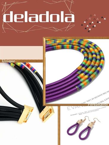 deladola الأفريقية قلادة طوق الأقراط مجموعة القبلية الطبقات المختنق متعدد الطبقات القلائد مكتنزة بيان مجوهرات اكسسوارات للنساء والفتيات in Kuwait