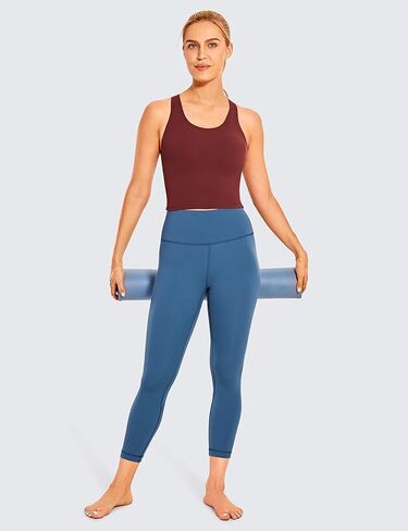 CRZ YOGA Women's High Neck Longline Cropped Sports Bra Strappy Cami Tank Tops Wirefree Padded Yoga Built-in Shelf Bra in Saudi Arabia