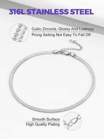 Richsteel Tennis Necklaces for Women Silver Choker with 2 * 4mm White/Black Cubic Zirconia Jewelry Gifts 14/16/18 Inch Chains in Saudi Arabia