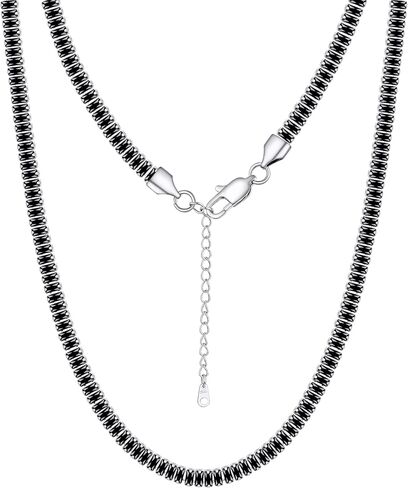 Richsteel Tennis Necklaces for Women Silver Choker with 2 * 4mm White/Black Cubic Zirconia Jewelry Gifts 14/16/18 Inch Chains in Saudi Arabia