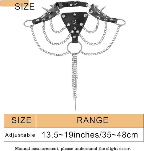 Navoky الشرير الجلود رصع المختنق القوطية المعادن برشام قلادة مسنبل الطبقات شرابة سلسلة الملحقات اليومية ملهى ليلي هالوين للنساء والفتيات in Kuwait