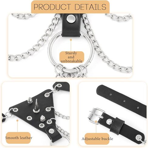 Navoky الشرير الجلود رصع المختنق القوطية المعادن برشام قلادة مسنبل الطبقات شرابة سلسلة الملحقات اليومية ملهى ليلي هالوين للنساء والفتيات in Kuwait