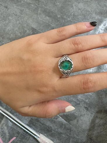 Burnished Sterling Silver Multi Color Change Oval Stone Mood Ring Oval Shape Moon Stone Color Changing Ring Silver Plated Brass Temperature Sensitive Color Changing Mood Ring in Saudi Arabia