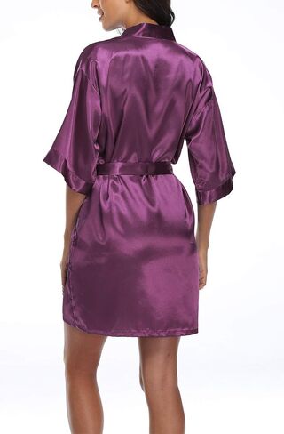 BeingYoung Women's Short Satin Kimono Robe Silky Bathrobe Bride Bridesmaid Sleepwear for Wedding Bridal Party in Saudi Arabia