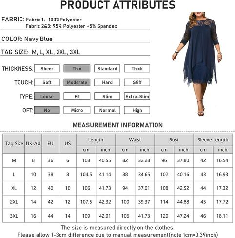 فستان PYL نسائي أنيق من الشيفون بمقاس كبير، فساتين دانتيل زهرية لحفلات الكوكتيل وضيوف الزفاف in Kuwait