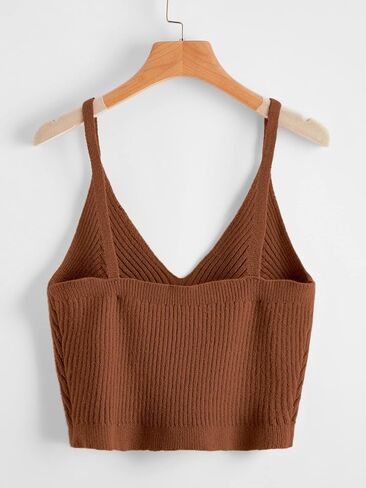 SweatyRocks Women's Plus Size Sleeveless V Neck Cami Top Solid Ribbed Knit Crop Tank Tops in Saudi Arabia