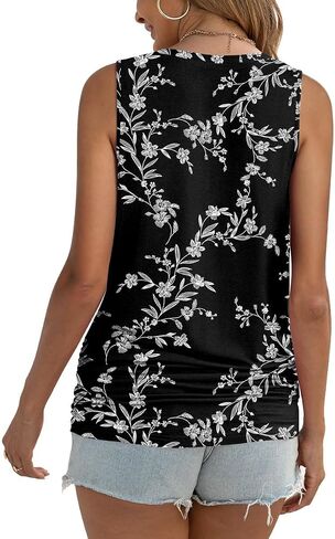 Anydoll Womens 2024 Summer Tank Tops Casual Sleeveleeve Vneck Shirts Beach Ruched Tee in Saudi Arabia