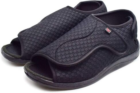 W&LESVAGO Women's Diabetic Slippers, Soft Breathable Fish Mouth Flatform Sandals, Wide Width Adjustable Edema Shoes for Elderly in Saudi Arabia