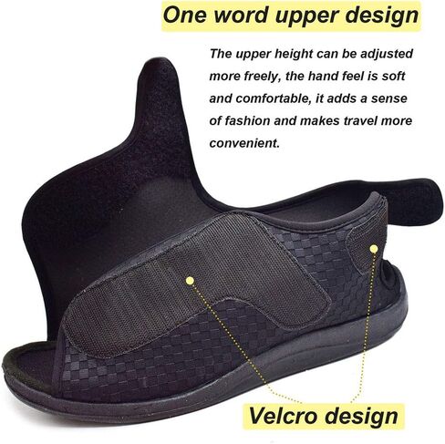 W&LESVAGO Women's Diabetic Slippers, Soft Breathable Fish Mouth Flatform Sandals, Wide Width Adjustable Edema Shoes for Elderly in Saudi Arabia