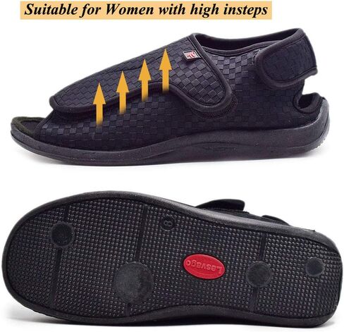 W&LESVAGO Women's Diabetic Slippers, Soft Breathable Fish Mouth Flatform Sandals, Wide Width Adjustable Edema Shoes for Elderly in Saudi Arabia