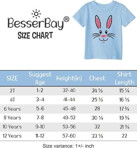 BesserBay Boys and Girls Funny Easter Bunny T-Shirt 1-10 Years in Saudi Arabia