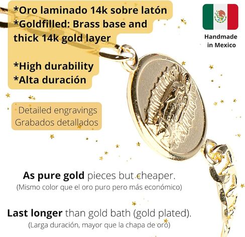 ام اكس ارتس كرافتس سوار فيرجن دي غوادالوبي الذهبي، سوار فيرجن دي غوادالوبي، سوار ذهبي لسيدة غوادالوبي، مجوهرات دينية مكسيكية، سوار ذهبي من غوادالوبي، سوار مسبحة ذهبي in Kuwait