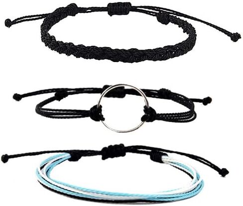 Pingyongchang 12pcs Surfer Wave String Braided Bracelets Anklet for Women Handmade Boho Jewelry Waterproof Beach Bead Adjustable Friendship Charm Bracelets Set Pack in Saudi Arabia