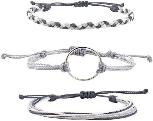 Pingyongchang 12pcs Surfer Wave String Braided Bracelets Anklet for Women Handmade Boho Jewelry Waterproof Beach Bead Adjustable Friendship Charm Bracelets Set Pack in Saudi Arabia