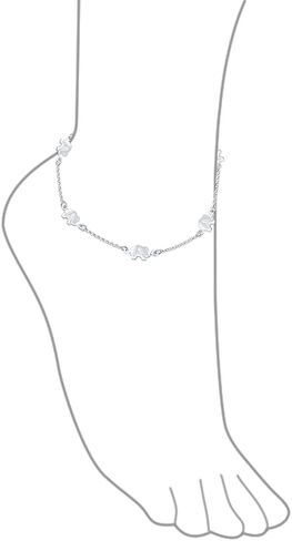 Bling Jewelry ZOO Animal Lucky Slender 5 Station Multi Charm Linked Elephants Anklet Foot Ankle Bracelet For Women .925 Sterling Silver 9 or 10 Inch in Saudi Arabia