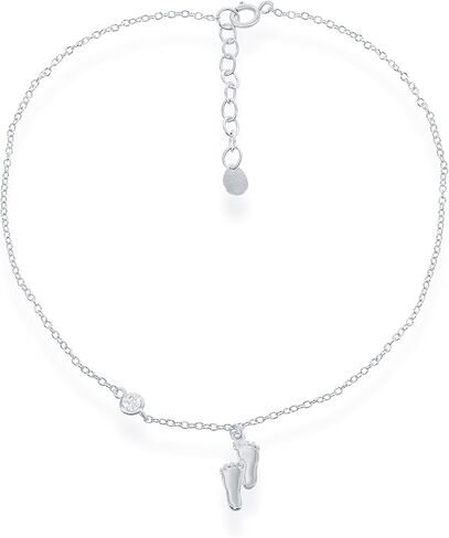 Beaux Bijoux Sterling Silver Italian Diamond-Cut Flip Flop, Foot Print, Sanddollar, Turtle, Palm tree, Starfish w/Zirconia 9+1" Anklet Bracelet in Saudi Arabia