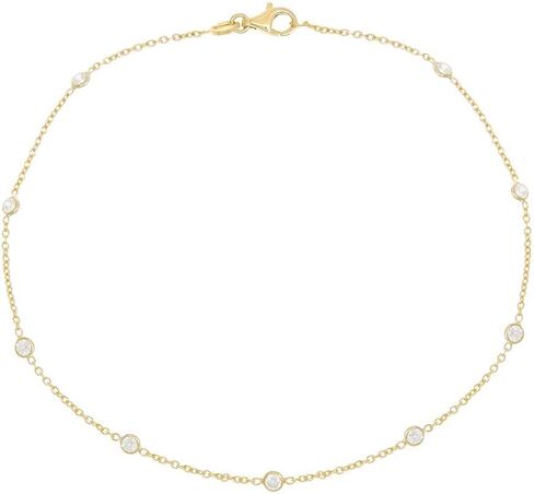 ADINA EDEN Diamond BTY Anklets For Women, 14K Gold Plated Sterling Silver Cubic Zirconia Chain Gold Anklet in Saudi Arabia