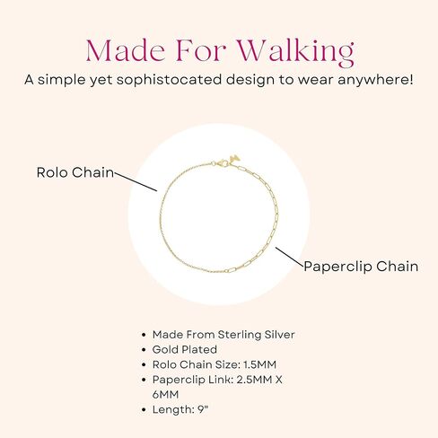 ADINA EDEN Diamond BTY Anklets For Women, 14K Gold Plated Sterling Silver Cubic Zirconia Chain Gold Anklet in Kuwait