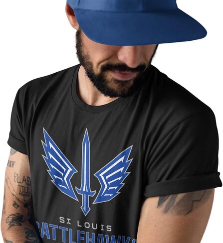 تي شيرت رجالي من St Louis Battlehawks من القطن بياقة دائرية وأكمام قصيرة تي شيرت مطبوع in Saudi Arabia