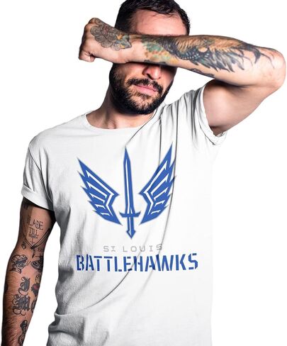 تي شيرت رجالي من St Louis Battlehawks من القطن بياقة دائرية وأكمام قصيرة تي شيرت مطبوع in Saudi Arabia