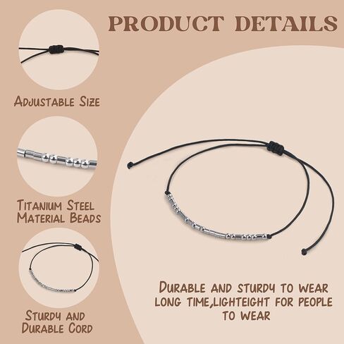أساور مورس كود للنساء والرجال والأصدقاء، أساور مطرزة بفولاذ التيتانيوم، هدايا ملهمة، مجوهرات مصنوعة يدويًا للنساء in Kuwait