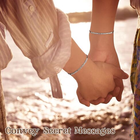 أساور مورس كود للنساء والرجال والأصدقاء، أساور مطرزة بفولاذ التيتانيوم، هدايا ملهمة، مجوهرات مصنوعة يدويًا للنساء in Kuwait