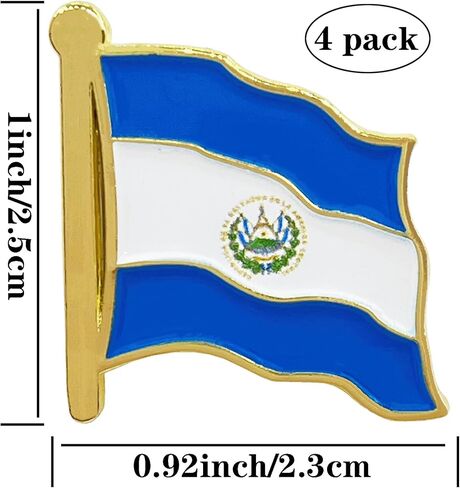 stidsds دبوس علم السلفادور - دبابيس أعلام السلفادور طية صدر السترة علم السلفادور دبوس طية صدر السترة من المينا للرجال والنساء بدلة وتلويح بشارة معدنية وطنية قبعة تذكارية لتزيين حقائب الظهر (4 عبوات) in Kuwait