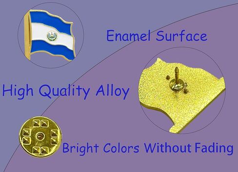 stidsds دبوس علم السلفادور - دبابيس أعلام السلفادور طية صدر السترة علم السلفادور دبوس طية صدر السترة من المينا للرجال والنساء بدلة وتلويح بشارة معدنية وطنية قبعة تذكارية لتزيين حقائب الظهر (4 عبوات) in Kuwait