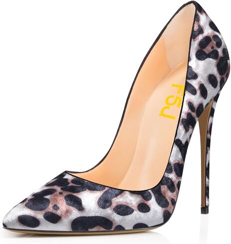 FSJ Women Sexy Leopard Printed Dress Shoes Pointy Toe High Heels Stilettos Pumps Shoe Size 4-15 US in Kuwait