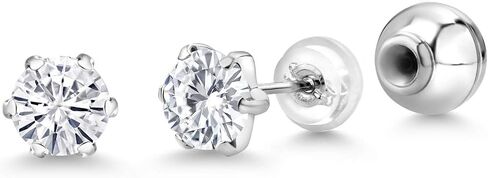 Forever Classic Moissanite from Charles & Colvard Platinum Stud Earrings For Women (1.60 Cttw, Round 6MM) in Saudi Arabia