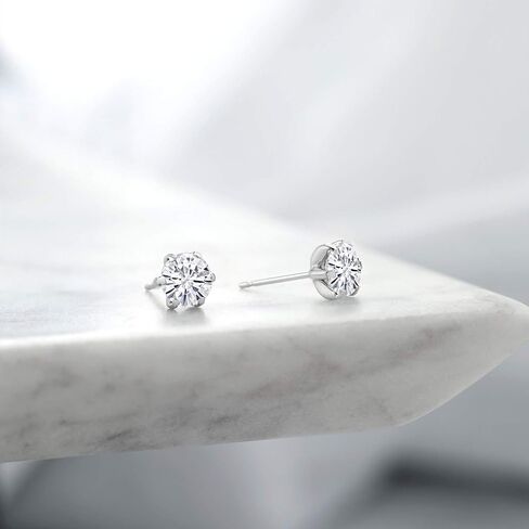 Forever Classic Moissanite from Charles & Colvard Platinum Stud Earrings For Women (1.60 Cttw, Round 6MM) in Saudi Arabia