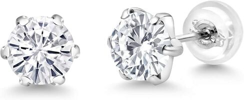 Forever Classic Moissanite from Charles & Colvard Platinum Stud Earrings For Women (1.60 Cttw, Round 6MM) in Saudi Arabia