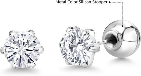 Forever Classic Moissanite from Charles & Colvard Platinum Stud Earrings For Women (1.60 Cttw, Round 6MM) in Saudi Arabia