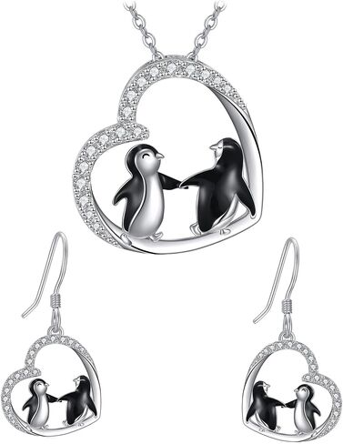 URONE Penguin Necklace and Earrings Sterling Silver Penguin Jewelry Gifts for Women Girls in Saudi Arabia