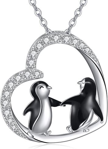 URONE Penguin Necklace and Earrings Sterling Silver Penguin Jewelry Gifts for Women Girls in Saudi Arabia