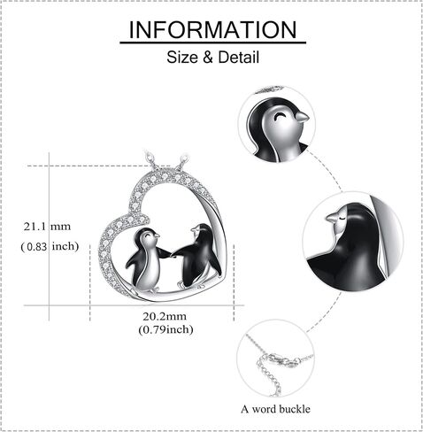 URONE Penguin Necklace and Earrings Sterling Silver Penguin Jewelry Gifts for Women Girls in Saudi Arabia