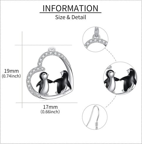 URONE Penguin Necklace and Earrings Sterling Silver Penguin Jewelry Gifts for Women Girls in Saudi Arabia