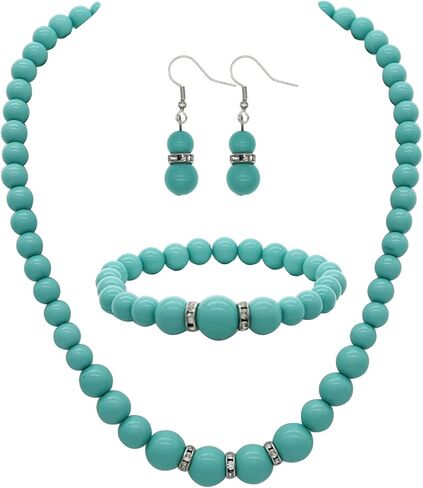 تقليد اللؤلؤ قلادة للنساء اللؤلؤ المختنق قلادة وأقراط مجموعة مجوهرات الزفاف الزفاف مكتنزة مطرز القلائد للنساء in Kuwait