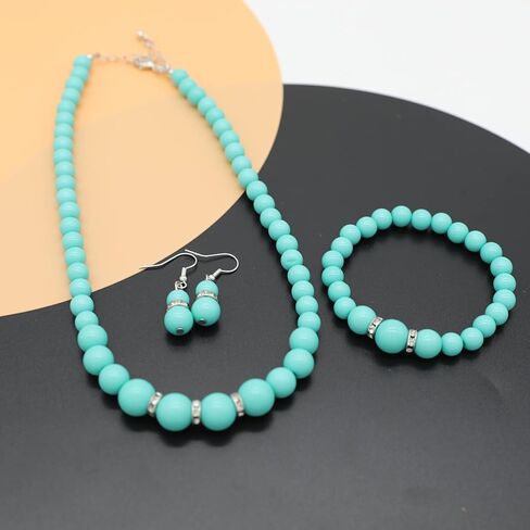 تقليد اللؤلؤ قلادة للنساء اللؤلؤ المختنق قلادة وأقراط مجموعة مجوهرات الزفاف الزفاف مكتنزة مطرز القلائد للنساء in Kuwait