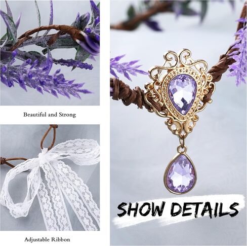 MOSTORY Woodland Fairy Flower Crown - Floral Elf Headpiece with Crystal V-shape Elven Tiara Wreath Boho Headband for Women Girl Renaissance Cosplay Halloween Christmas Party Wedding in Saudi Arabia
