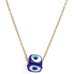 Pingyongchang 1-4Pcs Evil Eye Y Style Necklaces Blue Turkish Glass Leather Rope Alloy Beads Chain Evil Eye Necklace Nazar Amulet Lucky Protection Chockers Third Eye Chocker for Women Men in Kuwait