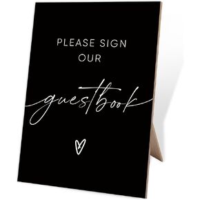 Please Sign Our Guestbook, Photo Guest Book Sign, 8X11 Black Minimalist Style Wooden Sign, Wedding Signs for Reception, Bridal Shower Decorations, for Wedding Reception & Event Party,8