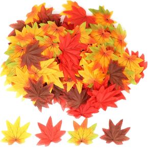 yueton 200pcs Artificial Maple Leaves Fall Leaves Fall Decorations for Weddings, Thanksgiving Day, Fall-Themed Party, Autumn Table Scatter, Harvest Festival, Halloween Party, Props, Crafts