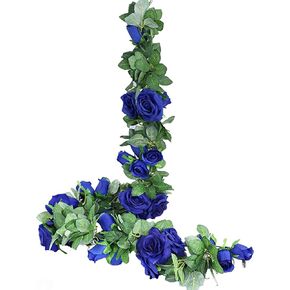 13 FT Artificial Rose Vine Flowers Fake Rose Garland Flower Silk Hanging Ivy Plants for Home Wedding Party Garden Arch Garden Wall Décor,2 Pack, (Yellow)